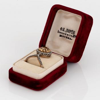 Fedor Lorie ring 14K guld och silver med en fasettslipad citrin.