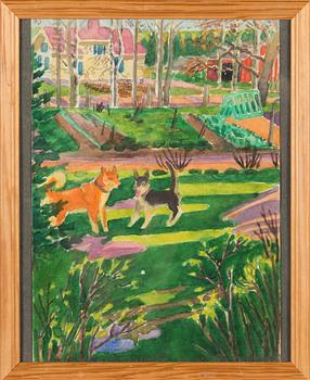 Greta Hällfors-Sipilä, Dogs playing in the garden.