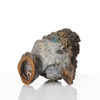Tyra Lundgren, a patinated and painted bronze sculpture of a bird, Sweden, probably 1970s.