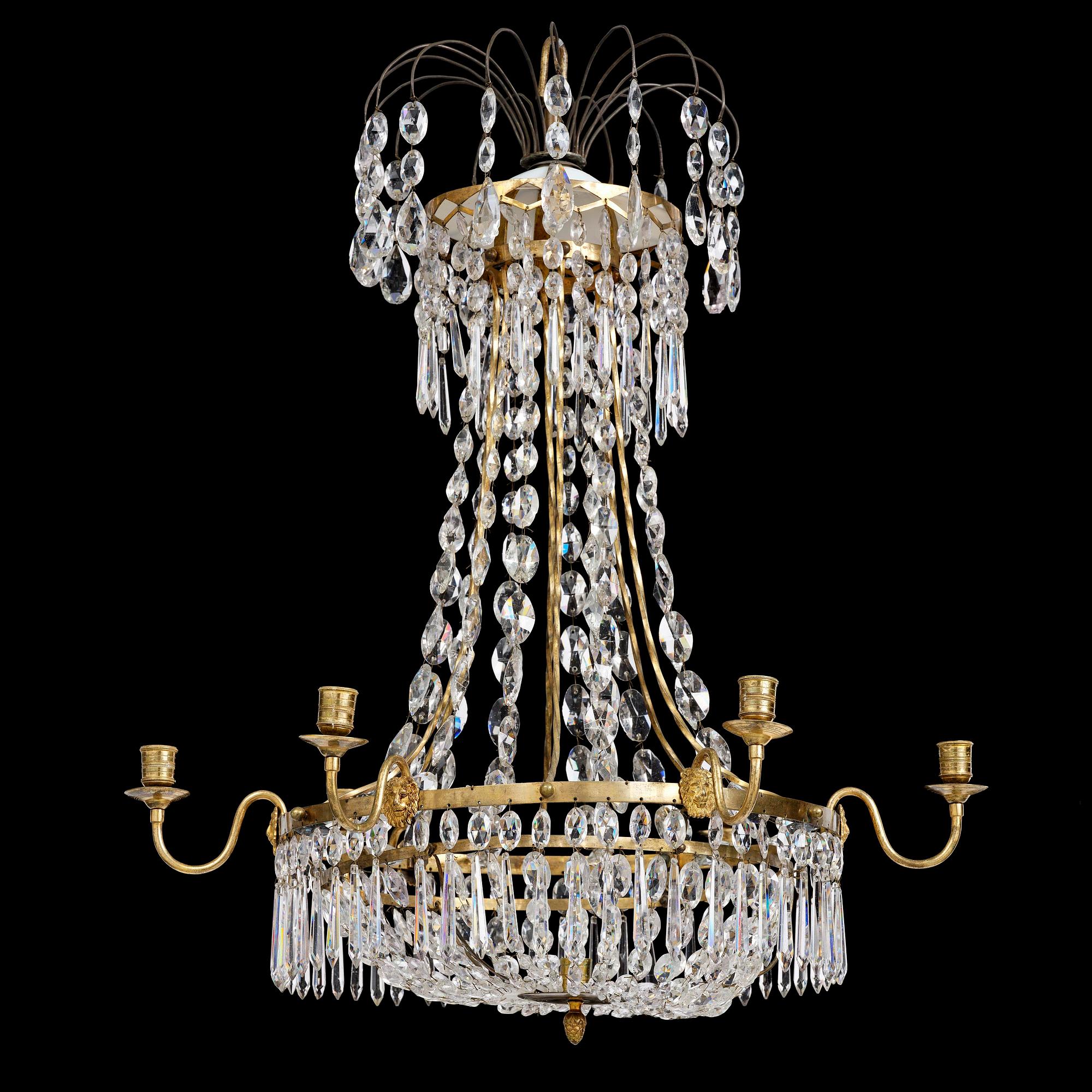 A late Gustavian seven-light chandelier, Stockholm, late 18th century.