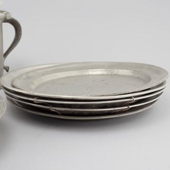 A set of ten pewter items from Sweden, 18th and 19th century.