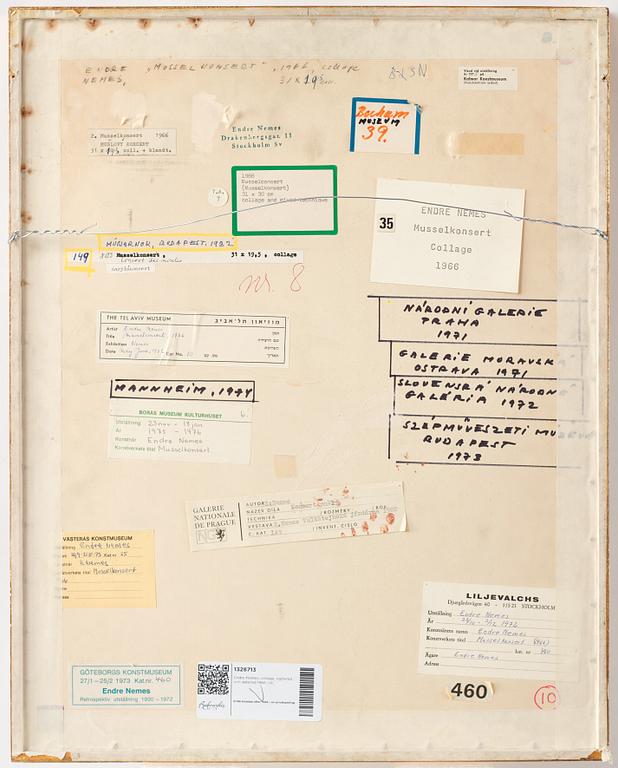 Endre Nemes, collage, signerad och daterad 1966.