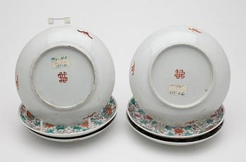 TALLRIKAR, 6 st, porslin, Kina, Tongzhi (1862-1874).