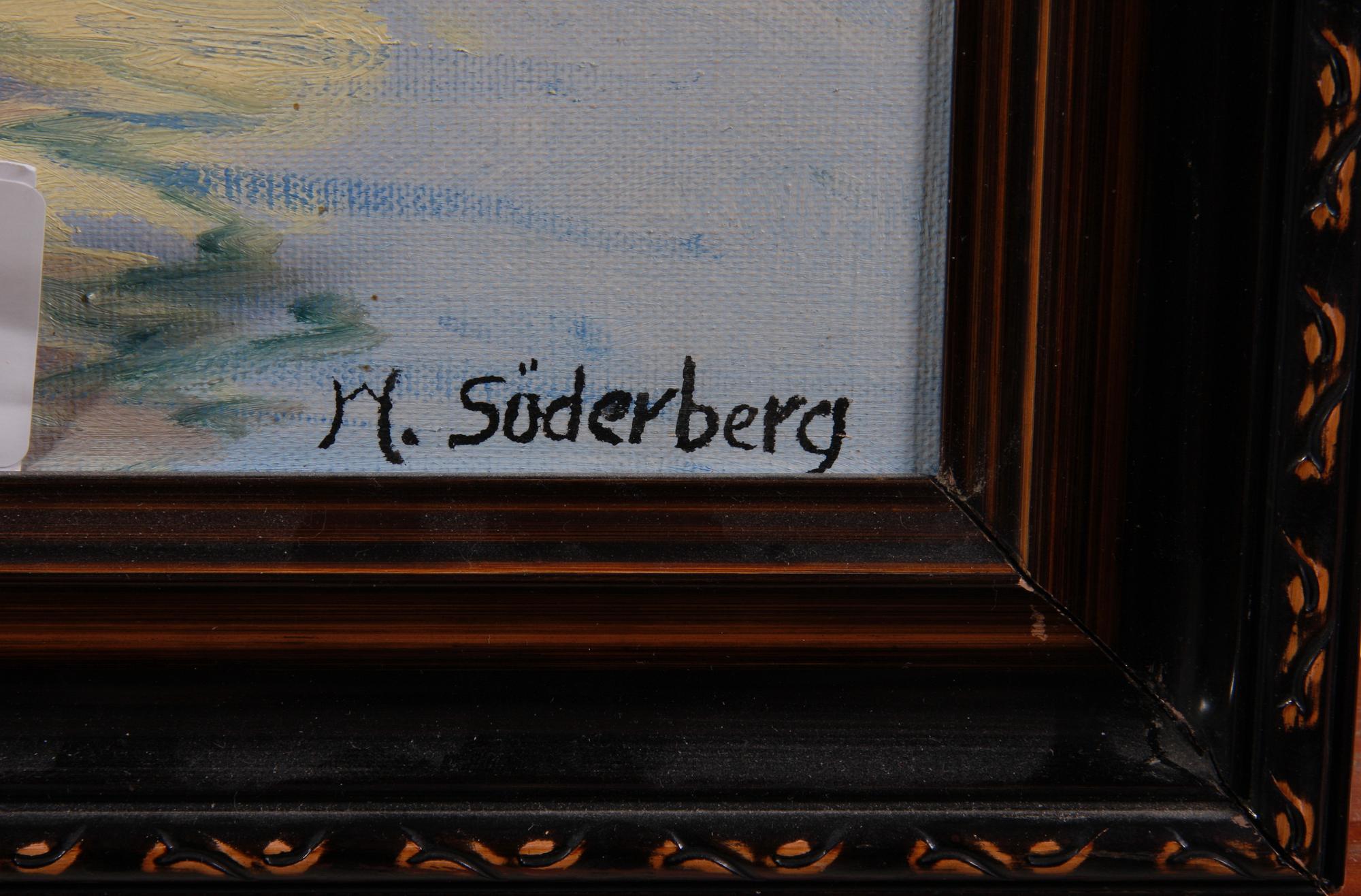 OKÄND KONSTNÄR, olja på pannå, Sign H. Söderberg.