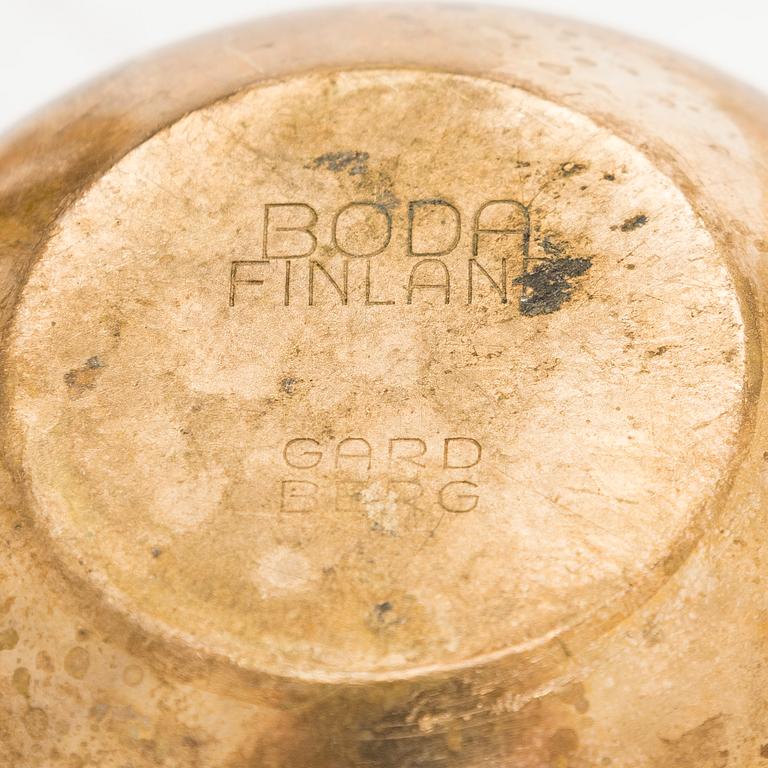 Bertel Gardberg, a 1950s teak and bronze mortar, marked Gardberg, Boda Finland.