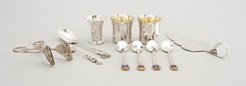 SAMLING SILVERFÖREMÅL, 11 delar, 1900-tal. Vikt ca 212 g.