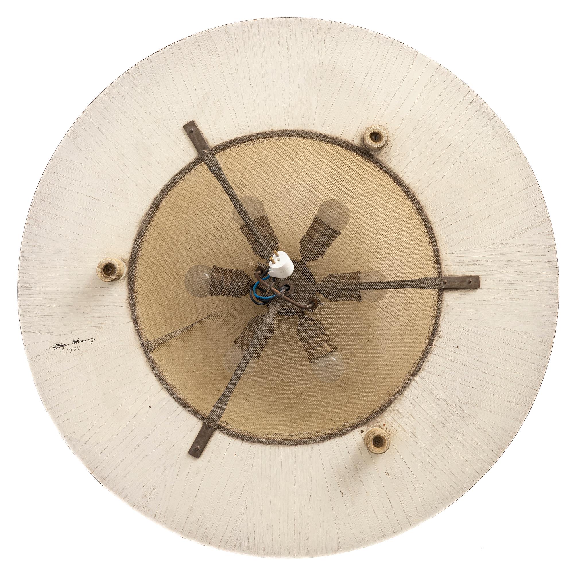 Birger Ekman, a ceiling lamp, Mjölby Intarsia, 1939.