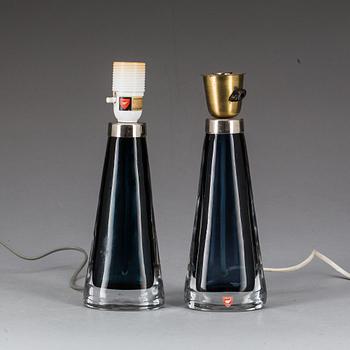 BORDSLAMPOR, ett par. Glas. Carl Fagerlund, Orrefors.