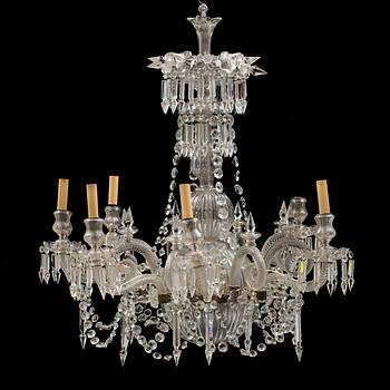 A 19th century chandelier with glass arms.