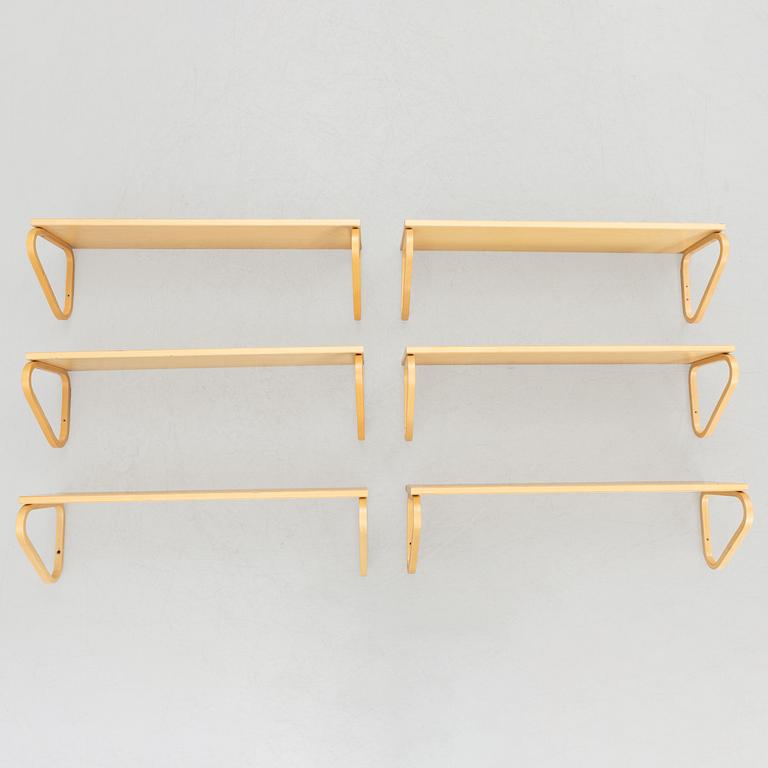 Alvar Aalto, six model 112B wall shelves, Artek, Finland.
