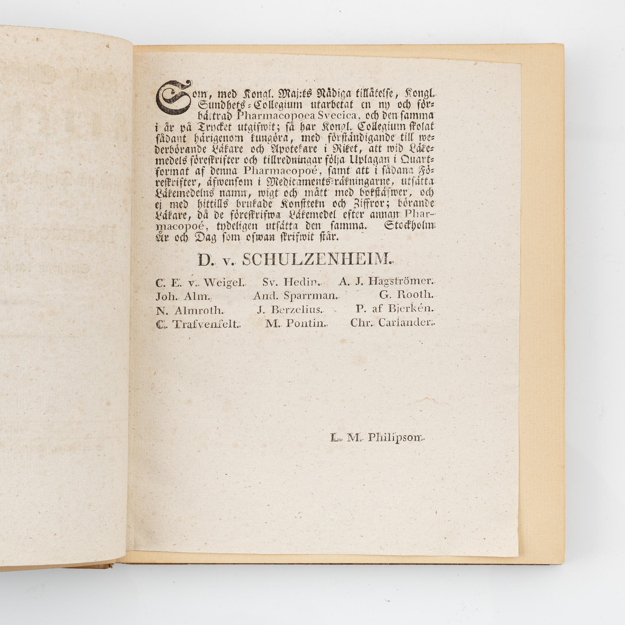 Four Swedish pharmacopoeiae of the 19th century.