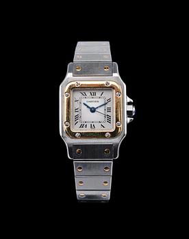 593. NAISTENKELLO Cartier Santos. Kultaa, teräs. No 0902735.