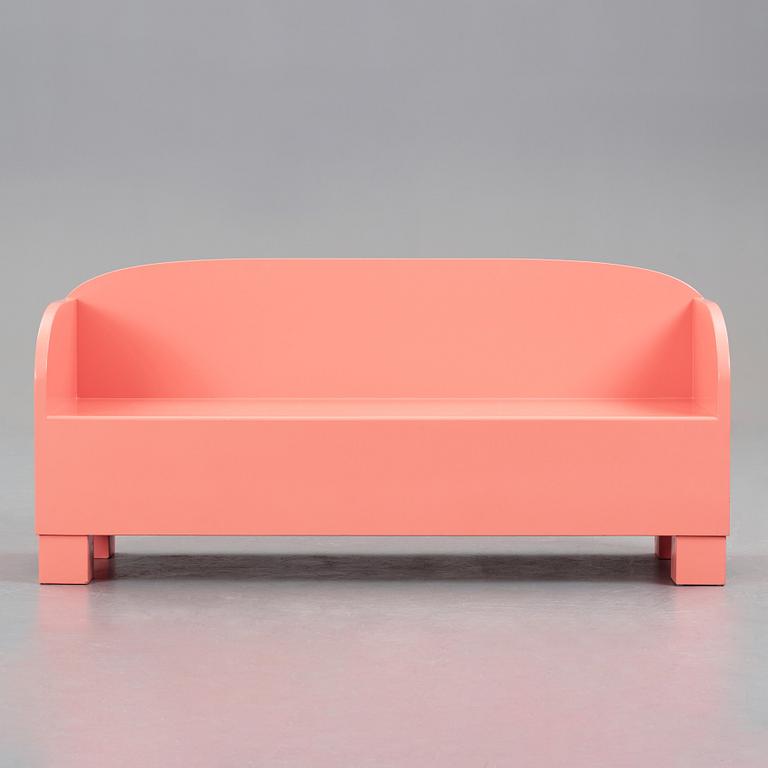 Marie-Louise Ekman, a bench/sofa, executed for the Marie-Louise Ekman exhibition at Moderna Museet, Stockholm 2017.