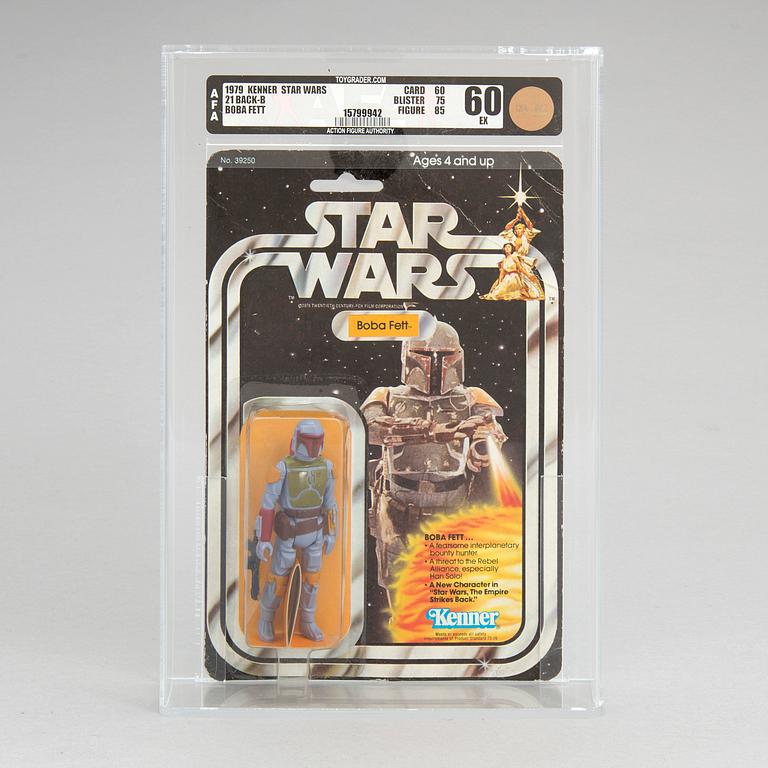 A vintage Star Wars Boba Fett 21back-B AFA60 EX Kenner 1979.