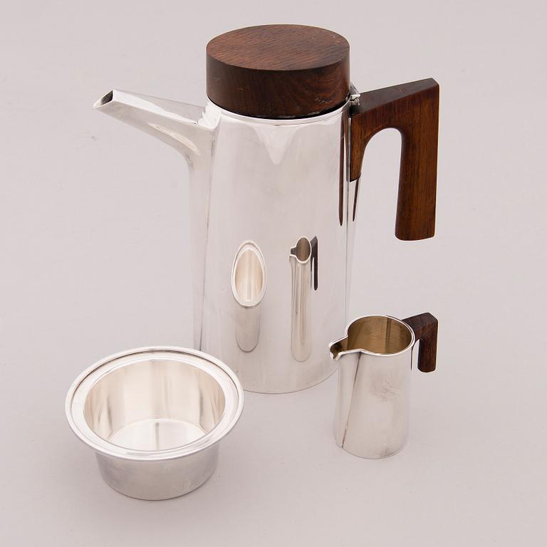 Tapio Wirkkala, TAPIO WIRKKALA, A three piece silver 'TW 188' coffee set for Kultakeskus Hämeenlinna 1959-1967.