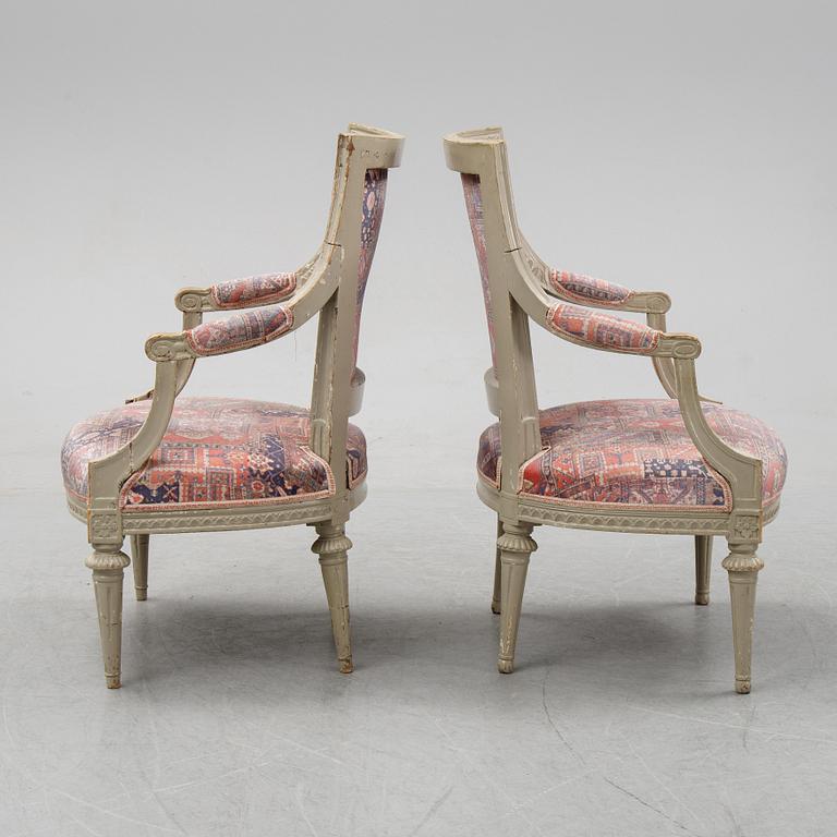 A set of two gustavian armchairs.