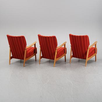 A set of three easy chairs, Duxello, Dux, 1960's.