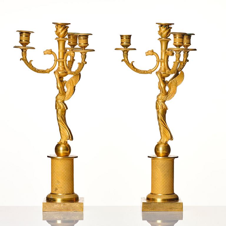 A pair of Empire candelabras for four lights, beginning of the 19th century.