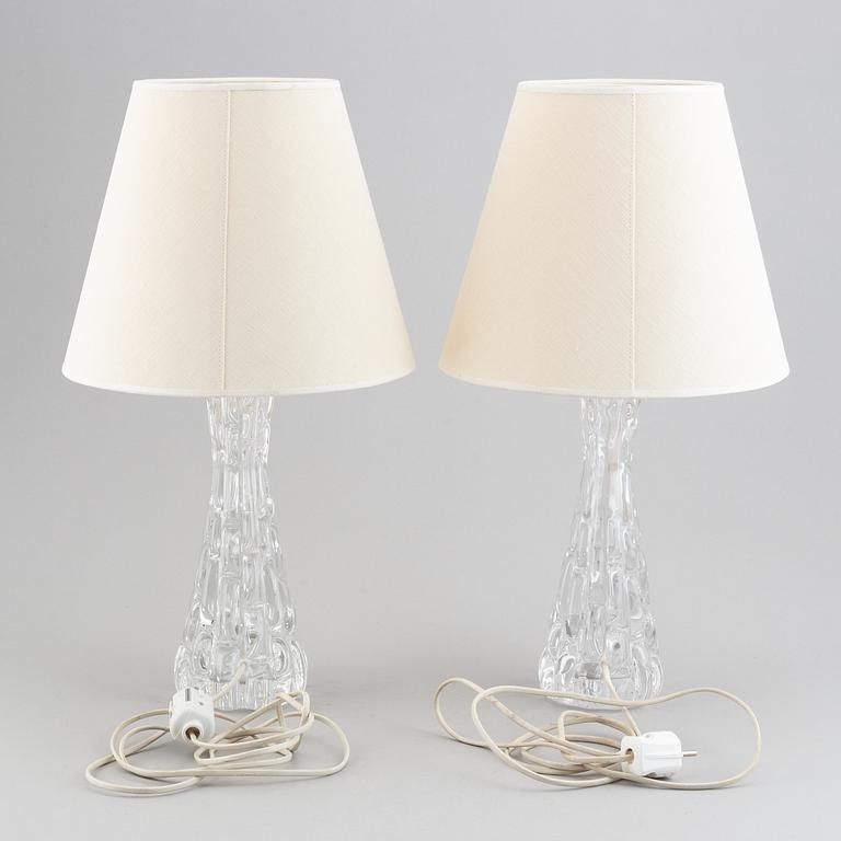 Carl Fagerlund, a pair of model "1477" table lamps for Orrefors.
