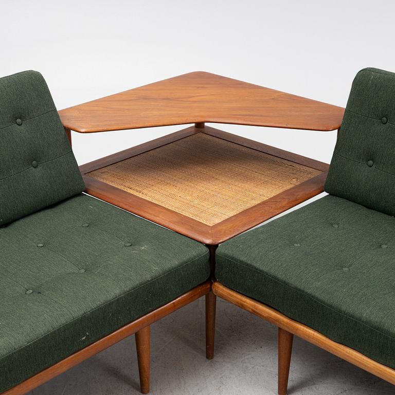 Peter Hvidt & Orla Mølgaard Nielsen, soffgrupp, 3 delar, "Minerva", France & Son, Danmark, 1960-tal.