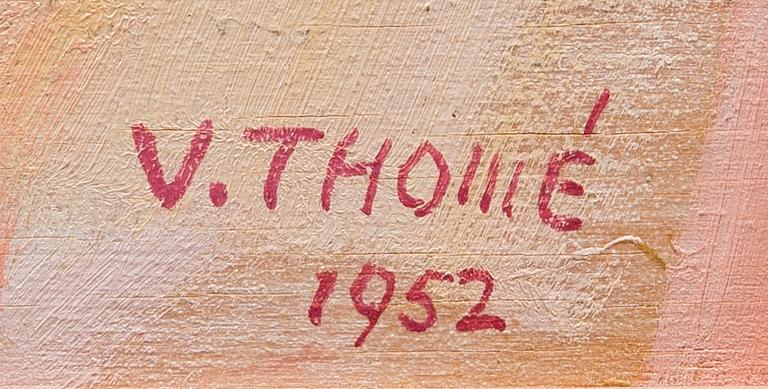 VERNER THOMÉ, öljy levylle, signeerattu ja päivätty 1952.