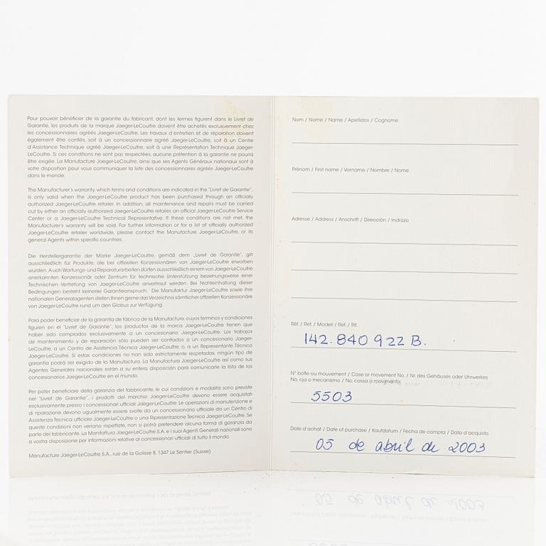 Jaeger-LeCoultre, Master Control Geographic, wristwatch, 38 mm.