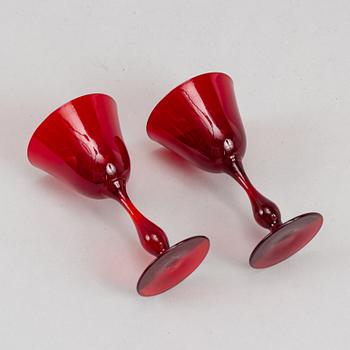 Twelve ruby red goblets by Björn Trädgårdh for Reijmyre.