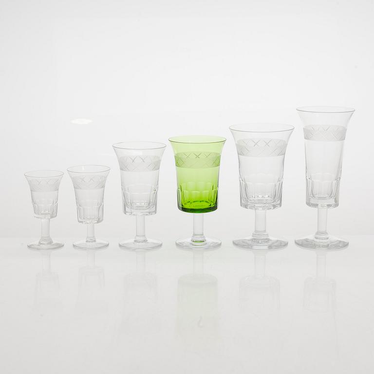 Glasservis, 109 st, "Antica" Nuutajärvi, Notsjö. I produktion 1900-1969.