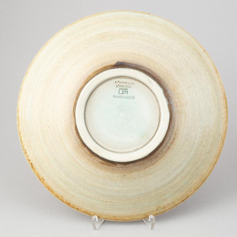 Gertrud Lönegren, two stoneware vases and a plate, Rörstrand, 1936-1941.