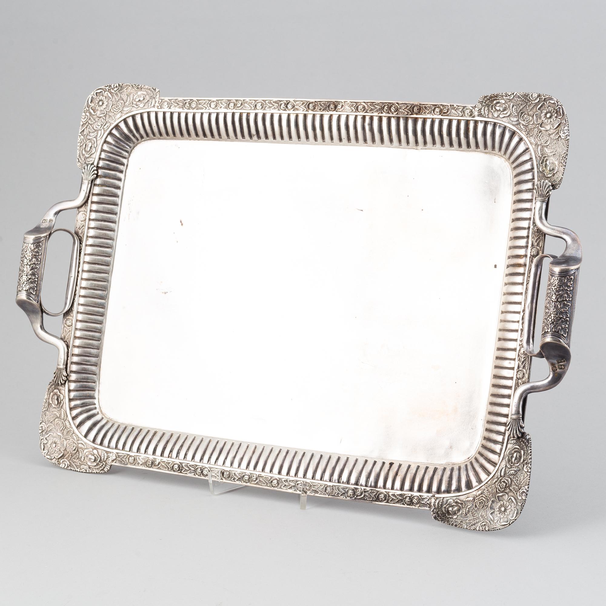 A russian silver tray, mark of Johan Henricson, St Petersburg 1835.