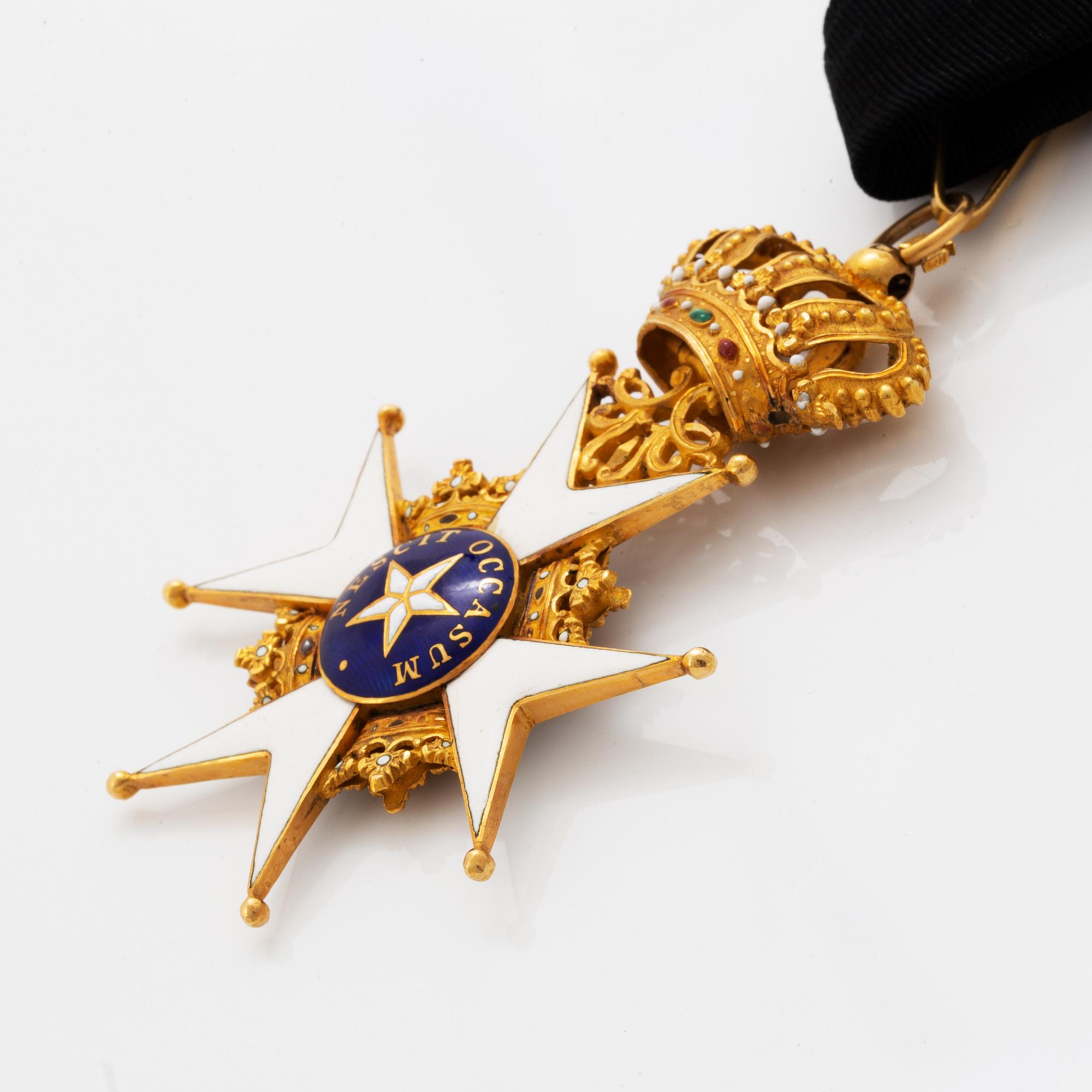 Order of the North Star, two commander's crosses. Gilt silver and enamel.