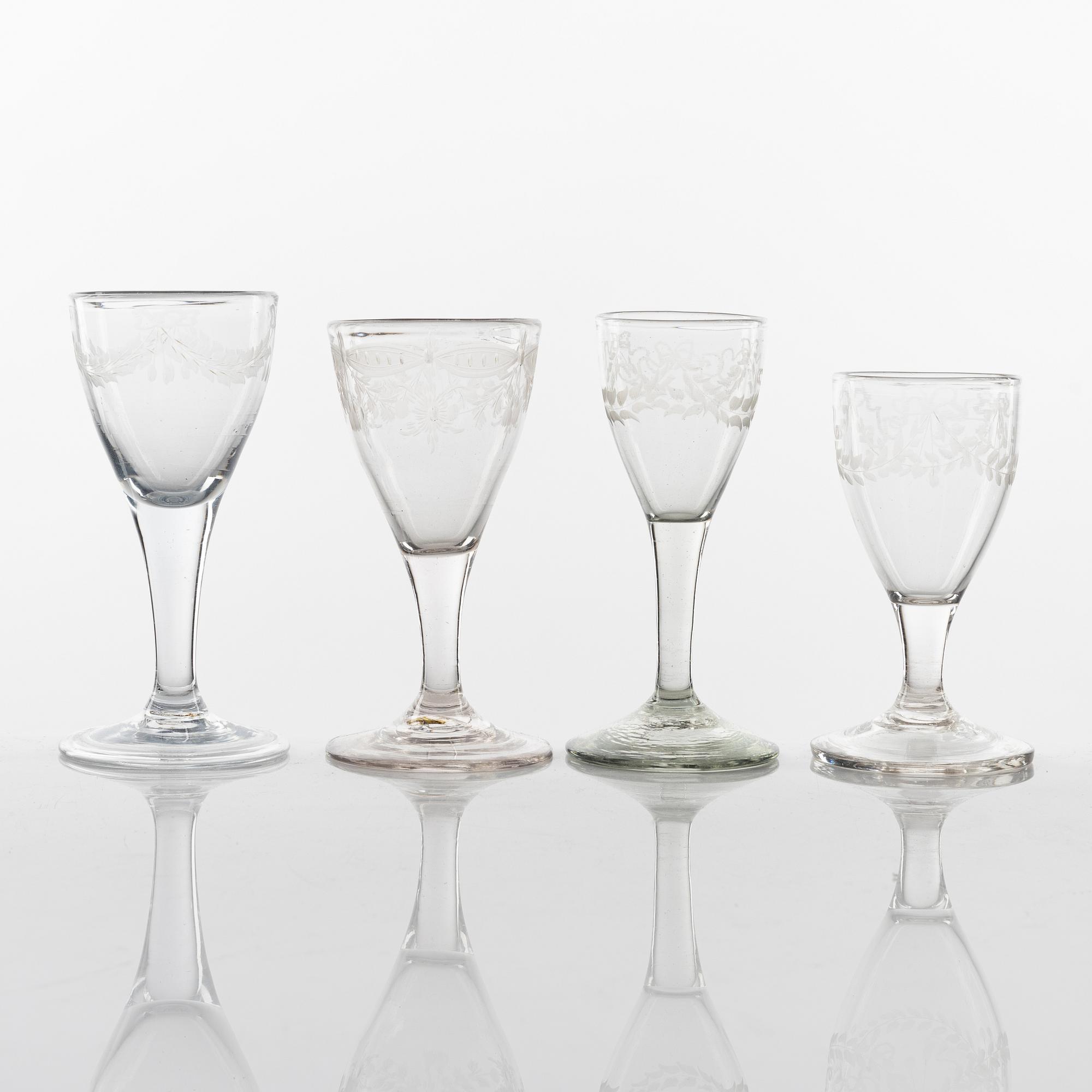 A set of 13n glasses, circa 1800.