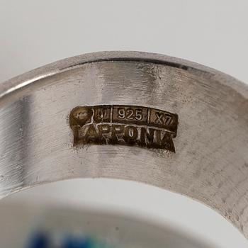 Björn Weckström, ring, "Förstelnad sjö", silver, akryl, Lapponia 1975.