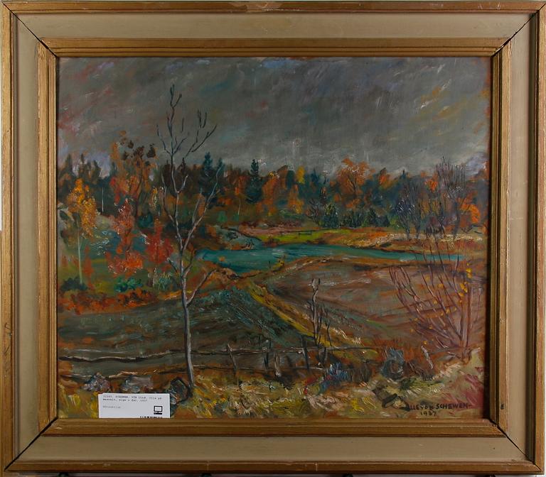 SCHEWEN, VON OLLE. Olja på masonit, sign o dat. 1937.