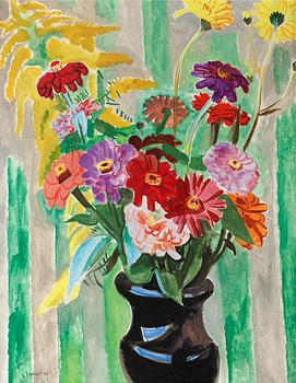 138. Isaac Grünewald, Blomsterstillben med zinnia.