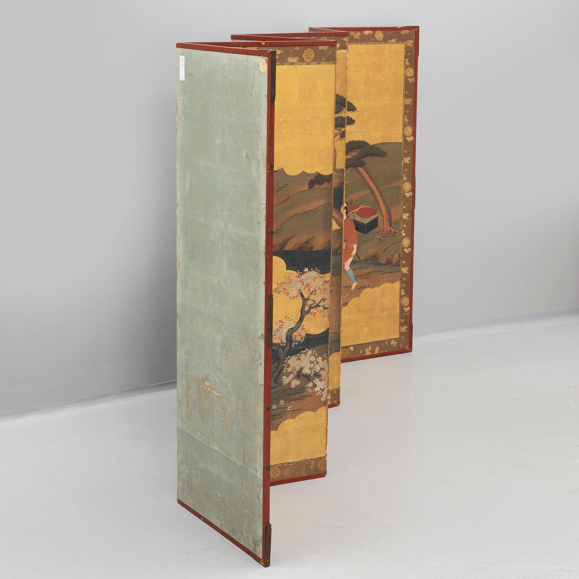 Vikskärm, så kallad "Byobu" Japan, Meiji (1868-1912).