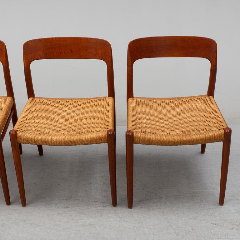 NIELS OLE MØLLER, a set of 4 
 1950's-/60's teak chairs.