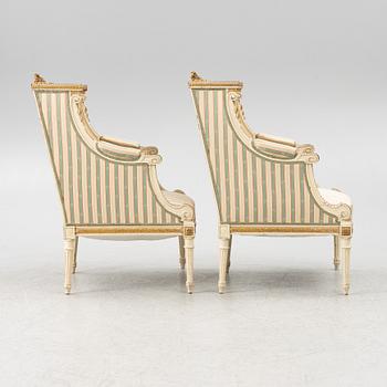 Fåtöljer,ett par,  Louis XVI-stil, 1900-talets början.