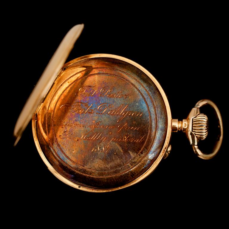 FICKUR, 18 k, sent 1800-tal. total vikt ca 77 g.