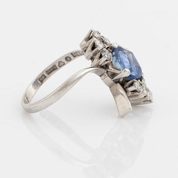 Sapphire and brilliant cut diamond ring.