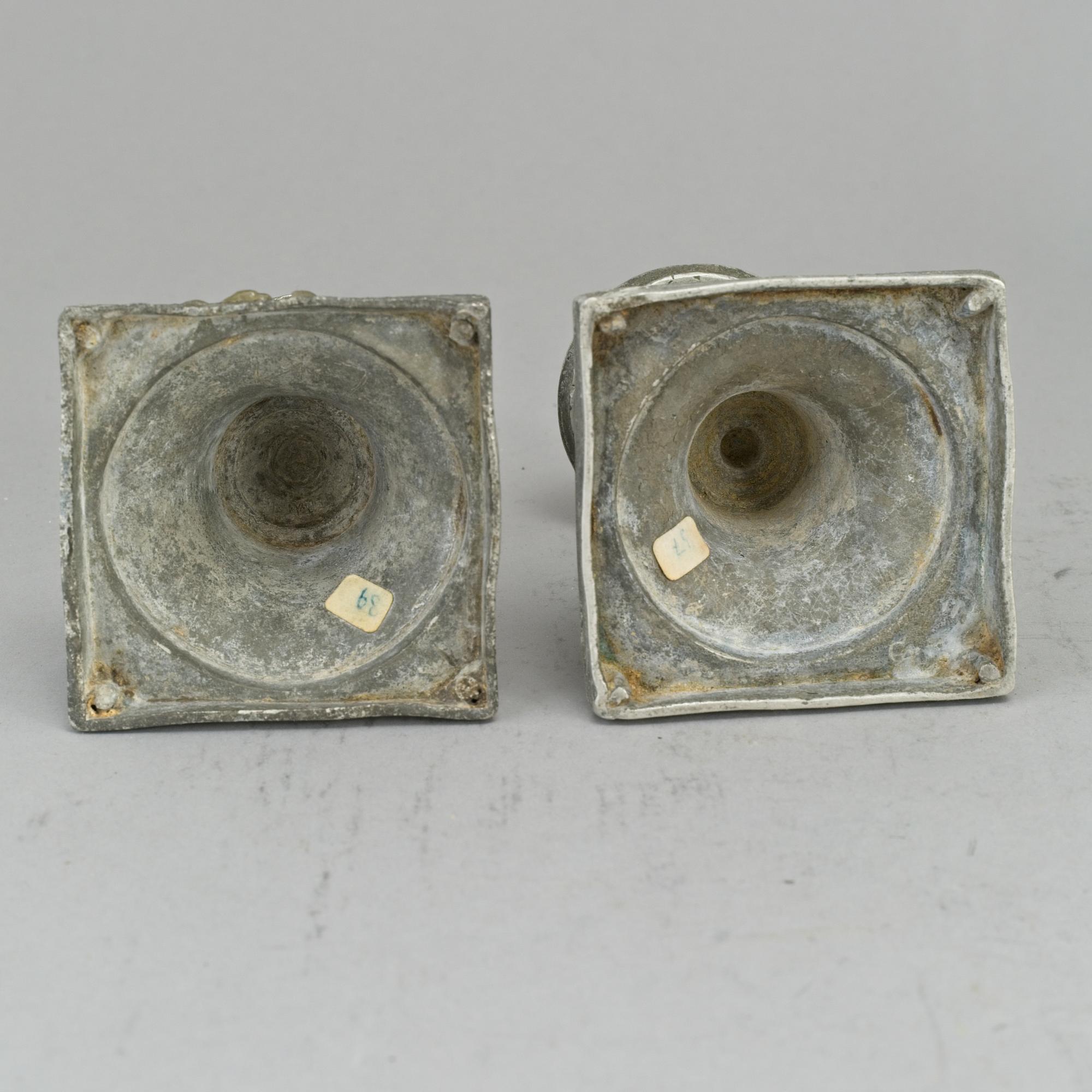 LJUSSTAKAR, 6 st, tenn, 1700/1800-tal. Bl a Hans Wicksten, Västerås (1782-1814).