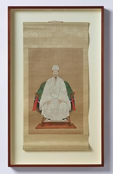 A pair of Thai ancestors portraits, around 1900.