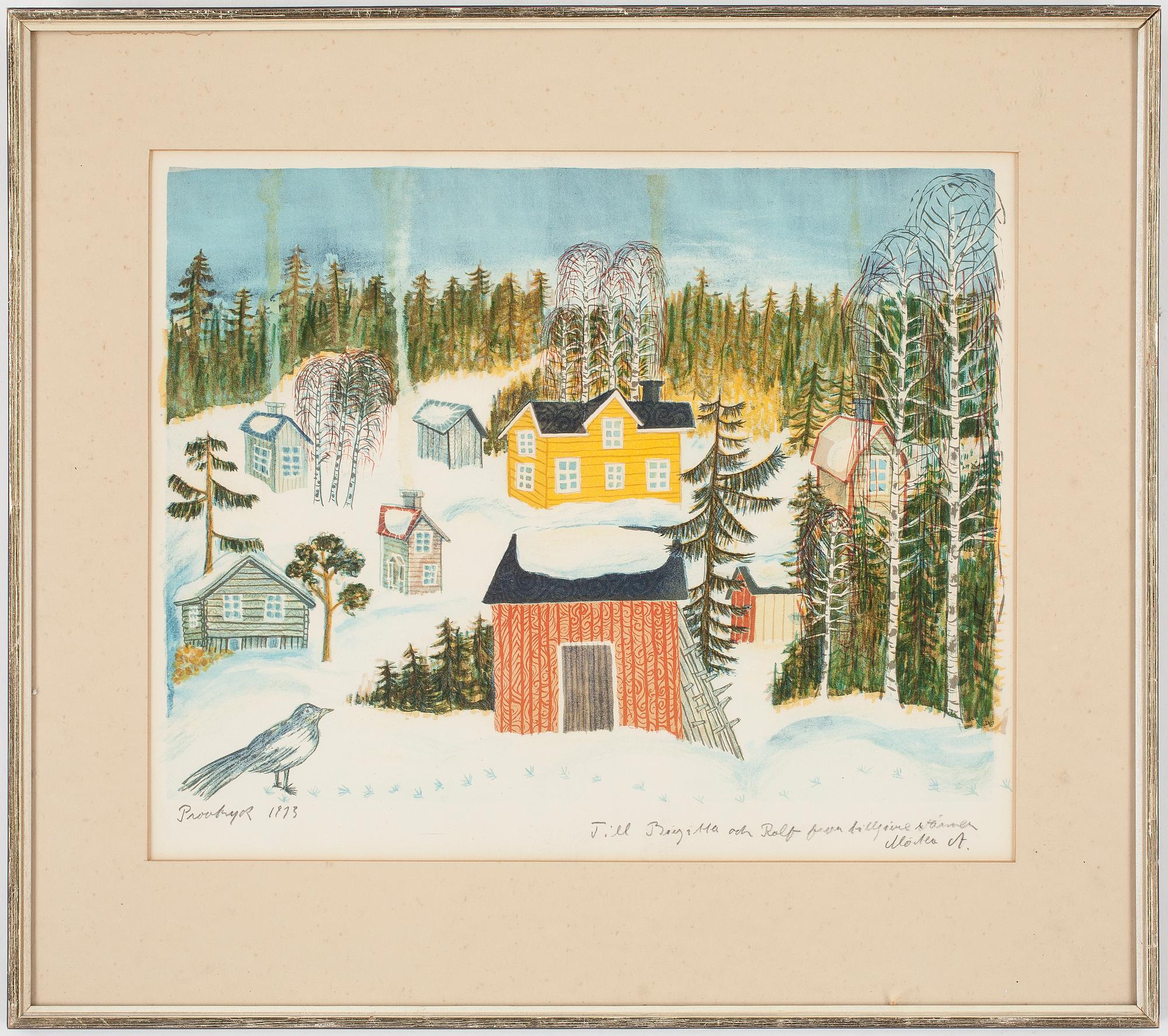 MÅRTEN ANDERSSON, 2 st,  färglitografier, provtryck, signerade och daterade 1973.