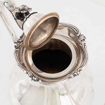 A Rococo style silver coffee pot, bearing the mark of GAB, Stockholm, 1938.