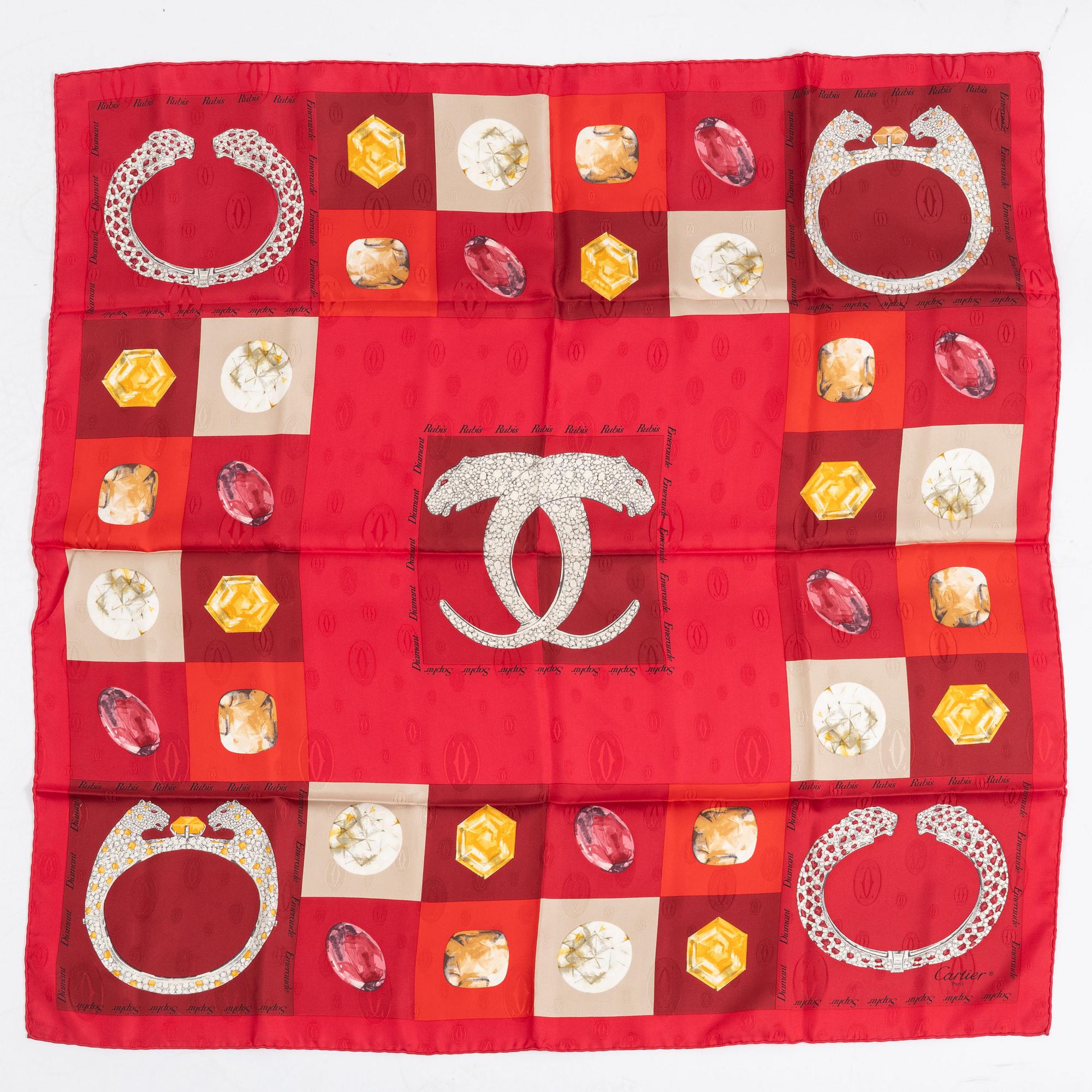Cartier, a jacquard silk scarf.