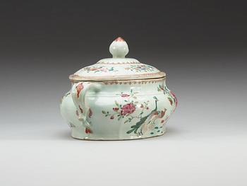 A famille rose 'double peacock' tureen with cover, Qing dynasty, Qianlong (1736-95).