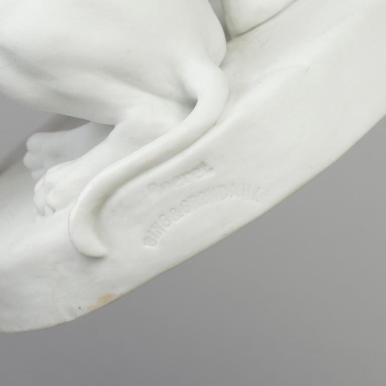 A bisquit sculpture of a huntsman, after model by Bertel Thorvaldsen. Bing & Gröndahl, Denmark, 20th Century.