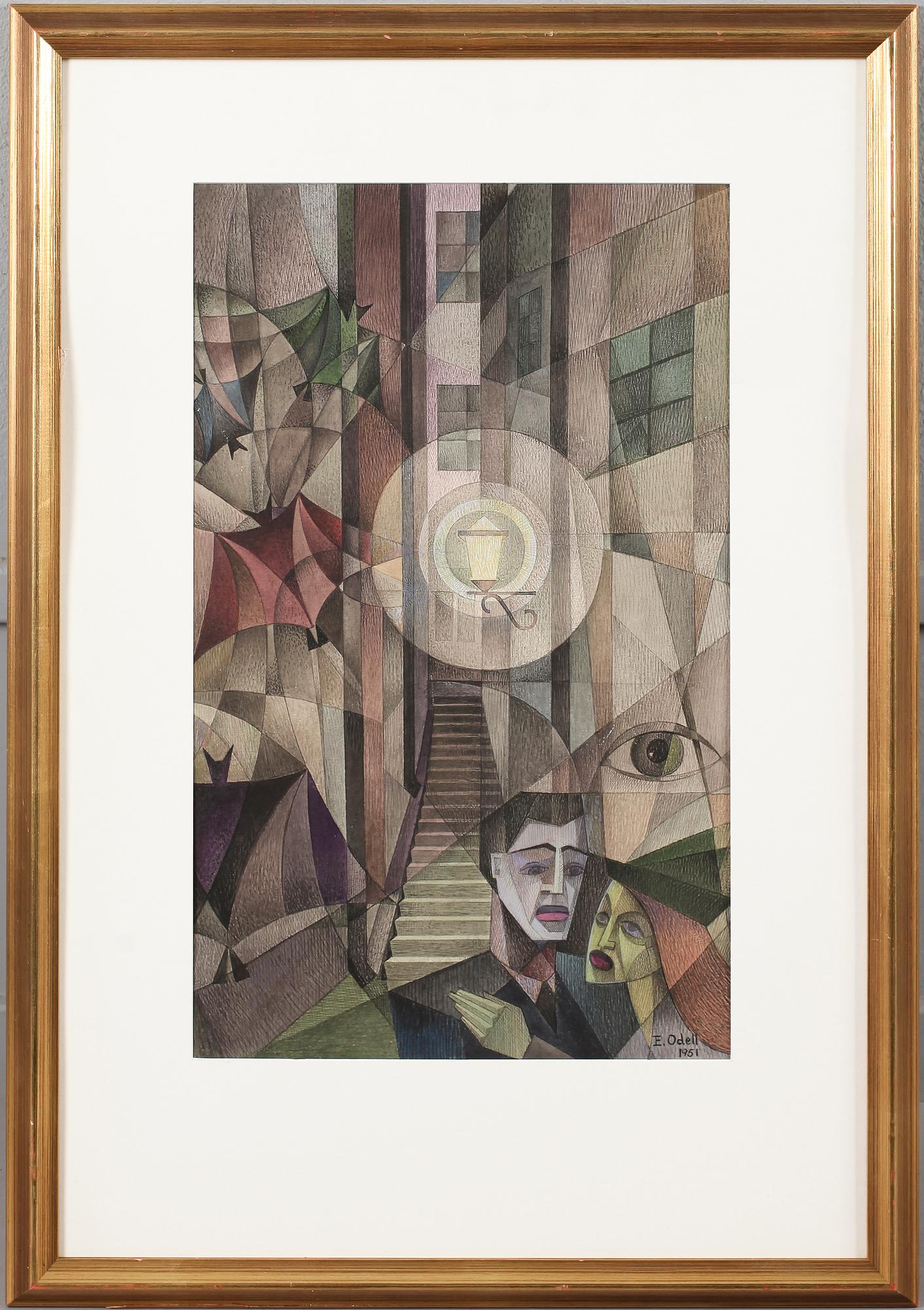 OIDENTIFIERAD KONSTNÄR, blandteknik, signerad E. Odell och daterad 1951.