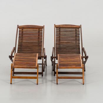 TWO HARDWOOD DECKCHAIRS JUTLANDIA.