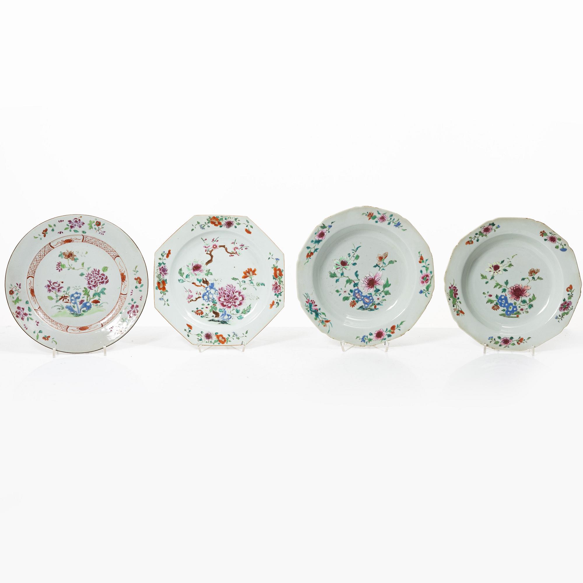 17 Famille Rose export porcelain plates, China, Qianlong (1736-95).